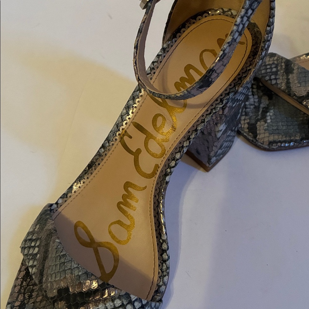 Sam Edelman Daniella Snake Print 3.5 in Leather Block Heels size 7.5 - Picture 6 of 12